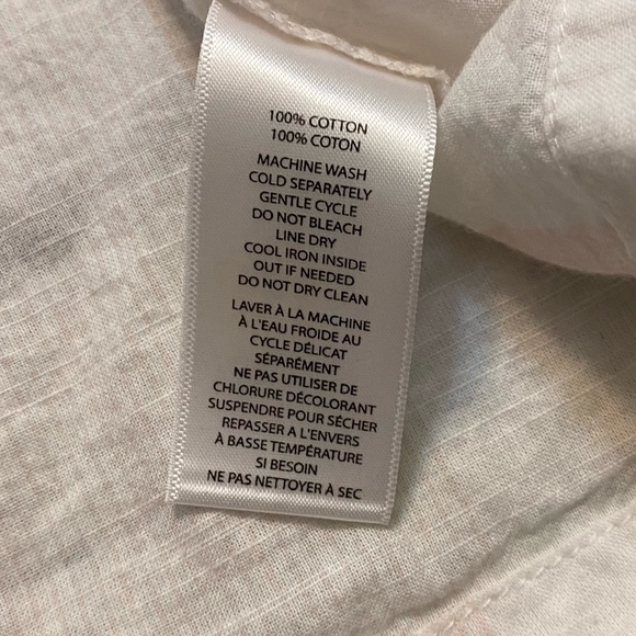 Beachlunchlounge pink white stripe pattern big flowy sleeves shirt. M - Picture 7 of 10